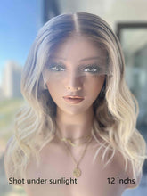 Aurora Blonde Short Wavy Wig 12 Inch – Front View on Mannequin in Sunlight | HD Lace Glueless Human Hair