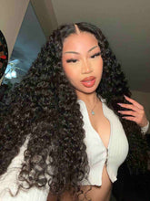 Model wearing Cynthia Curly Wig – front view with HD lace and natural curls