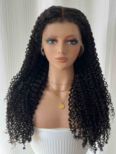 Front view of Doris curly wig on mannequin – glueless and pre-plucked