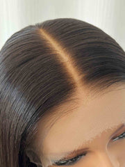 Top view of HD lace showing realistic scalp and parting options