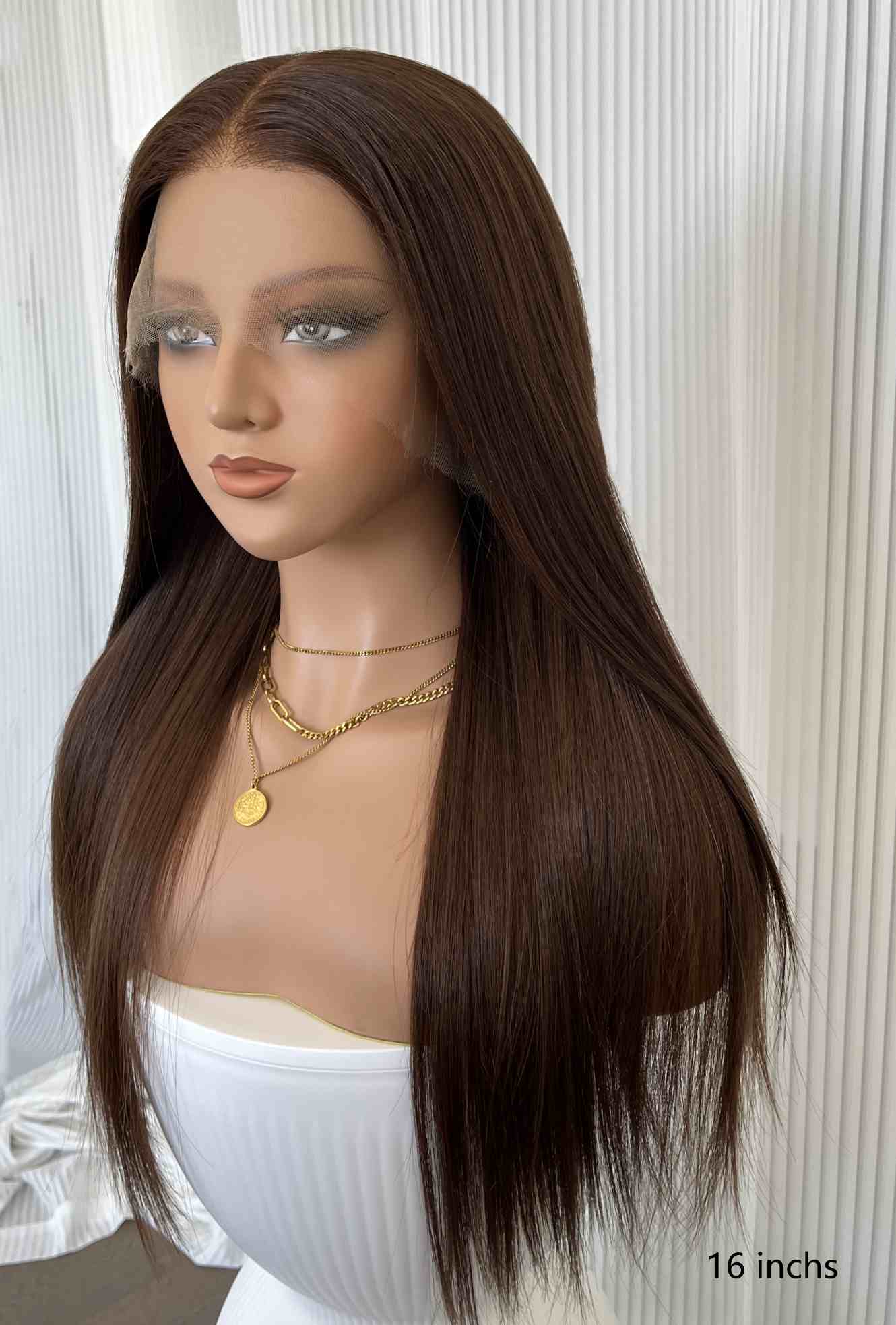 Sophia Brown Straight Wig | 4# Color Human Hair HD Lace Glueless Wig 16-30 Inch - MillionWig
