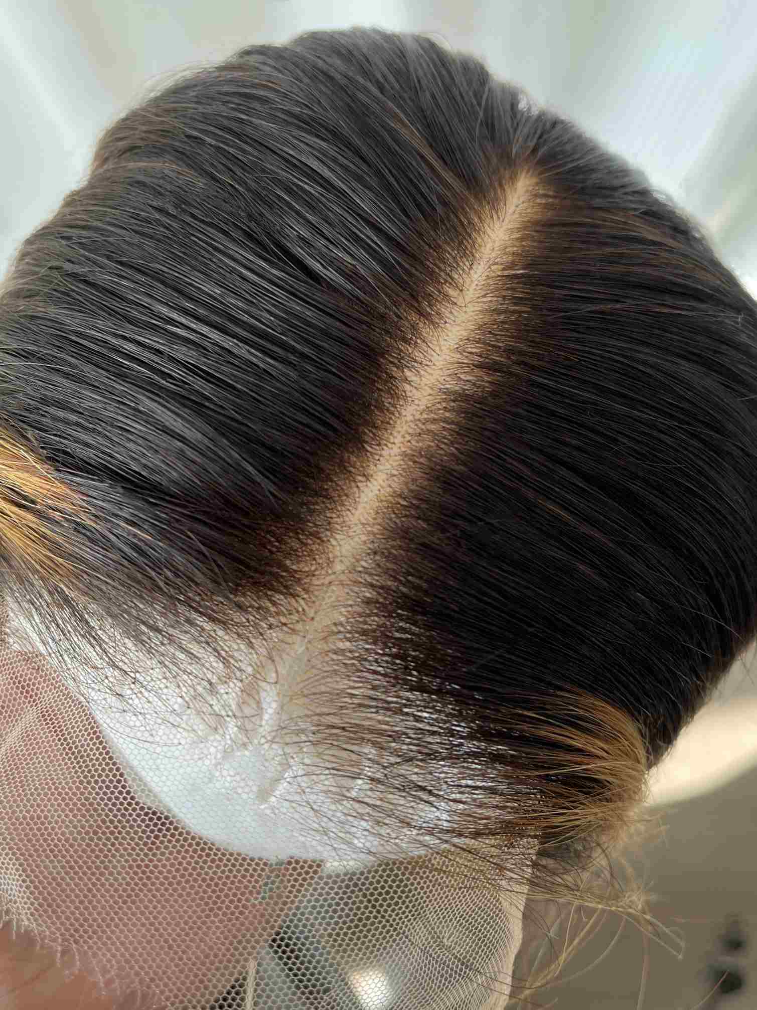 Top view of Angie wig cap – HD lace and realistic scalp parting