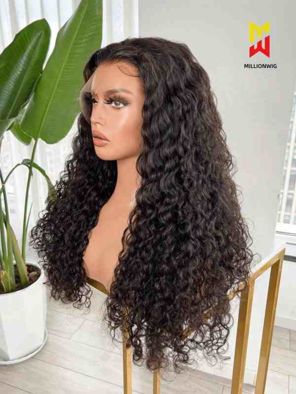 Side view of Cynthia glueless curly wig – breathable cap structure