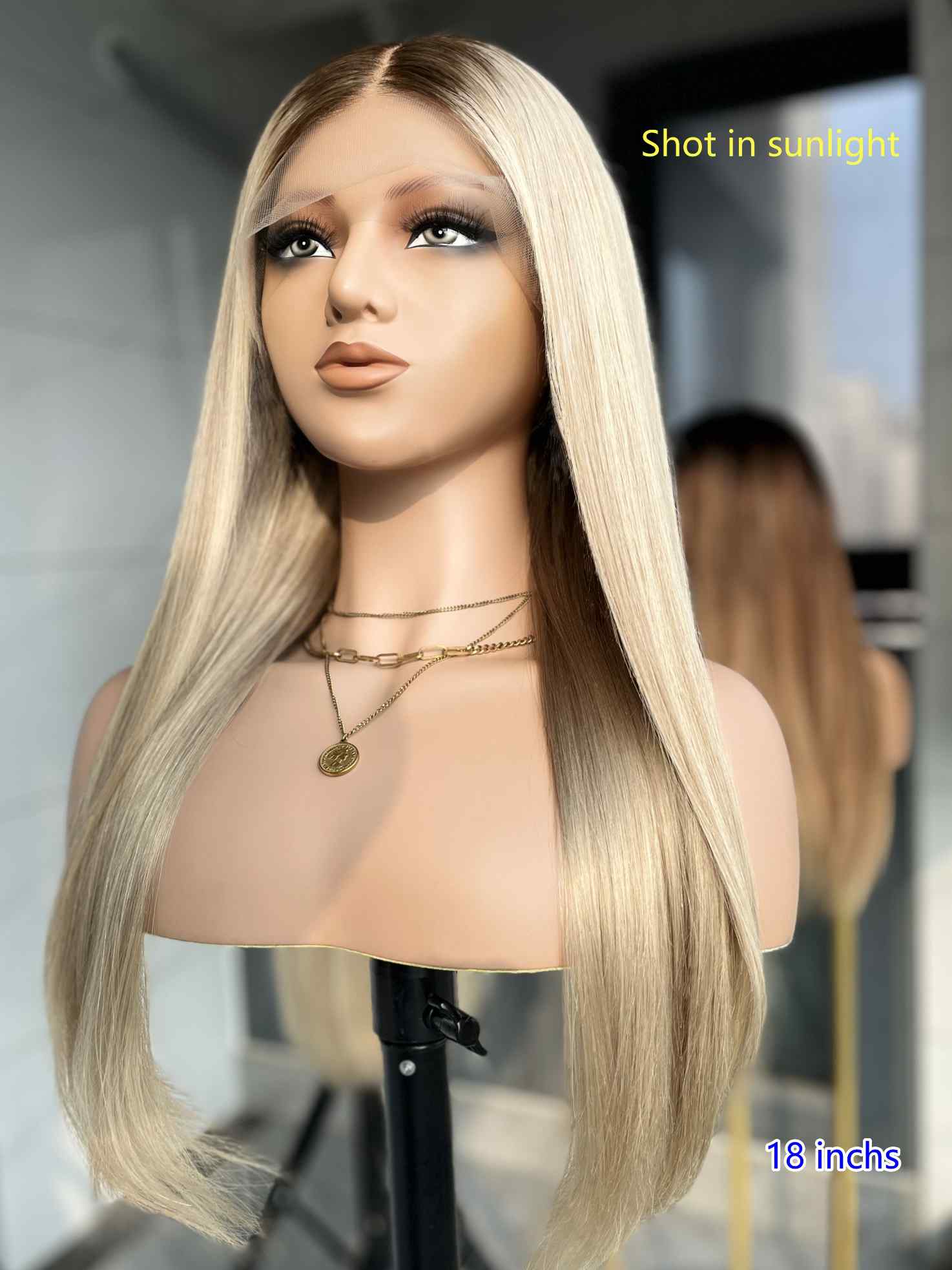 Celeste Silver Grey Straight Wig – 16 to 30 Inch European Hair, Grey Roots to Silver Ombre, 0.1mm HD Lace, Glueless - MillionWig