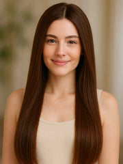 Sophia Brown Straight Wig | 4# Color Human Hair HD Lace Glueless Wig 16-30 Inch - MillionWig