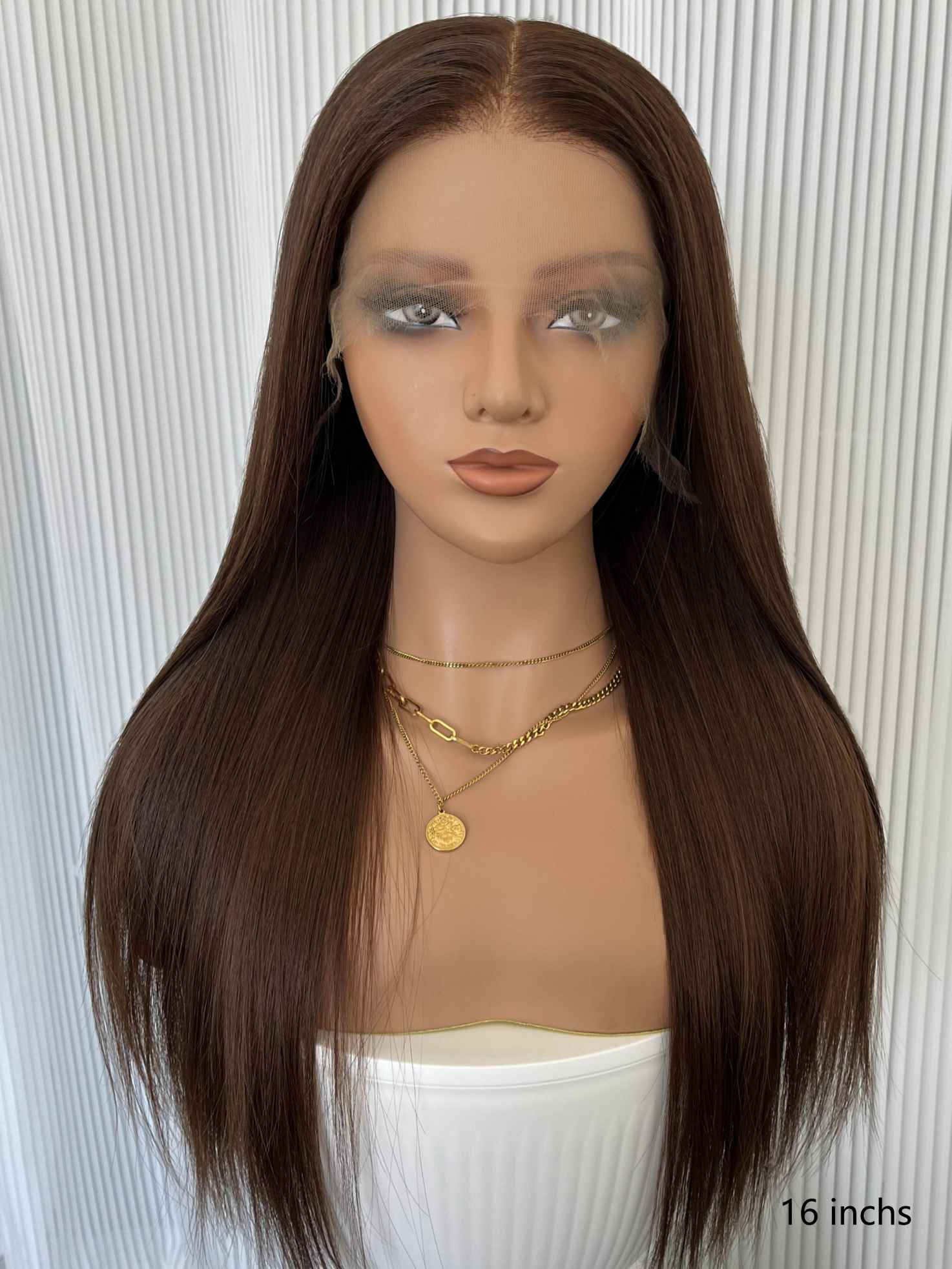 Sophia Brown Straight Wig | 4# Color Human Hair HD Lace Glueless Wig 16-30 Inch - MillionWig