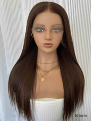 Sophia Brown Straight Wig | 4# Color Human Hair HD Lace Glueless Wig 16-30 Inch - MillionWig