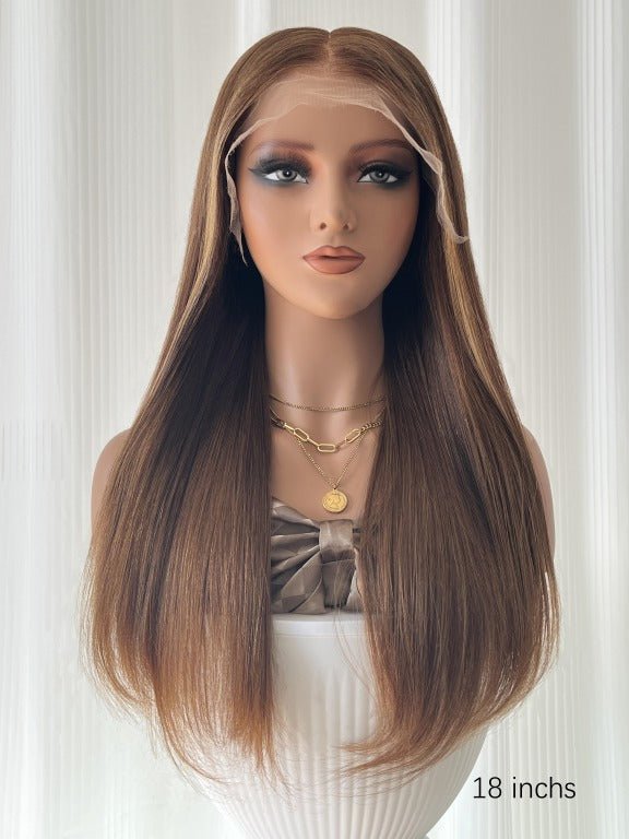 Front view of Poppy HD lace wig on mannequin, showing natural hairline