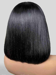 Back view of 12 inch straight bob wig – breathable cap and natural finish