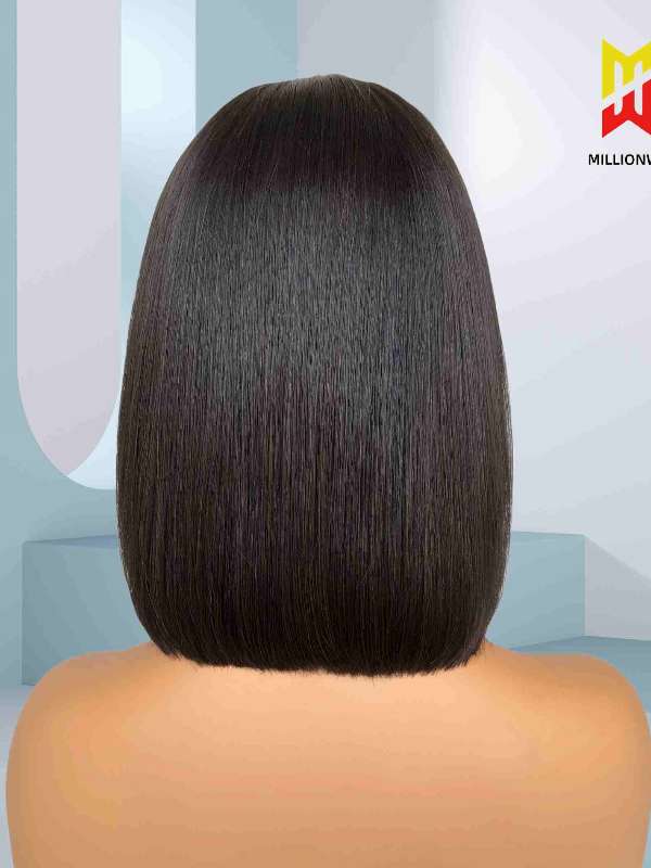 Back view of Adah human hair bob wig – lightweight and full