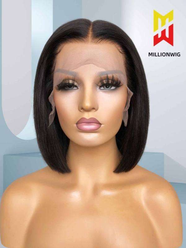 Front view of Adah bob wig on mannequin – natural hairline and lace front