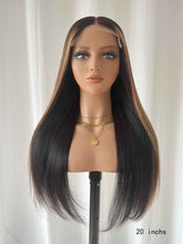 20 inch glueless human hair wig on mannequin – front