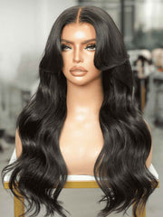 Front view of Missy wig on mannequin showing fringe and HD lace hairline