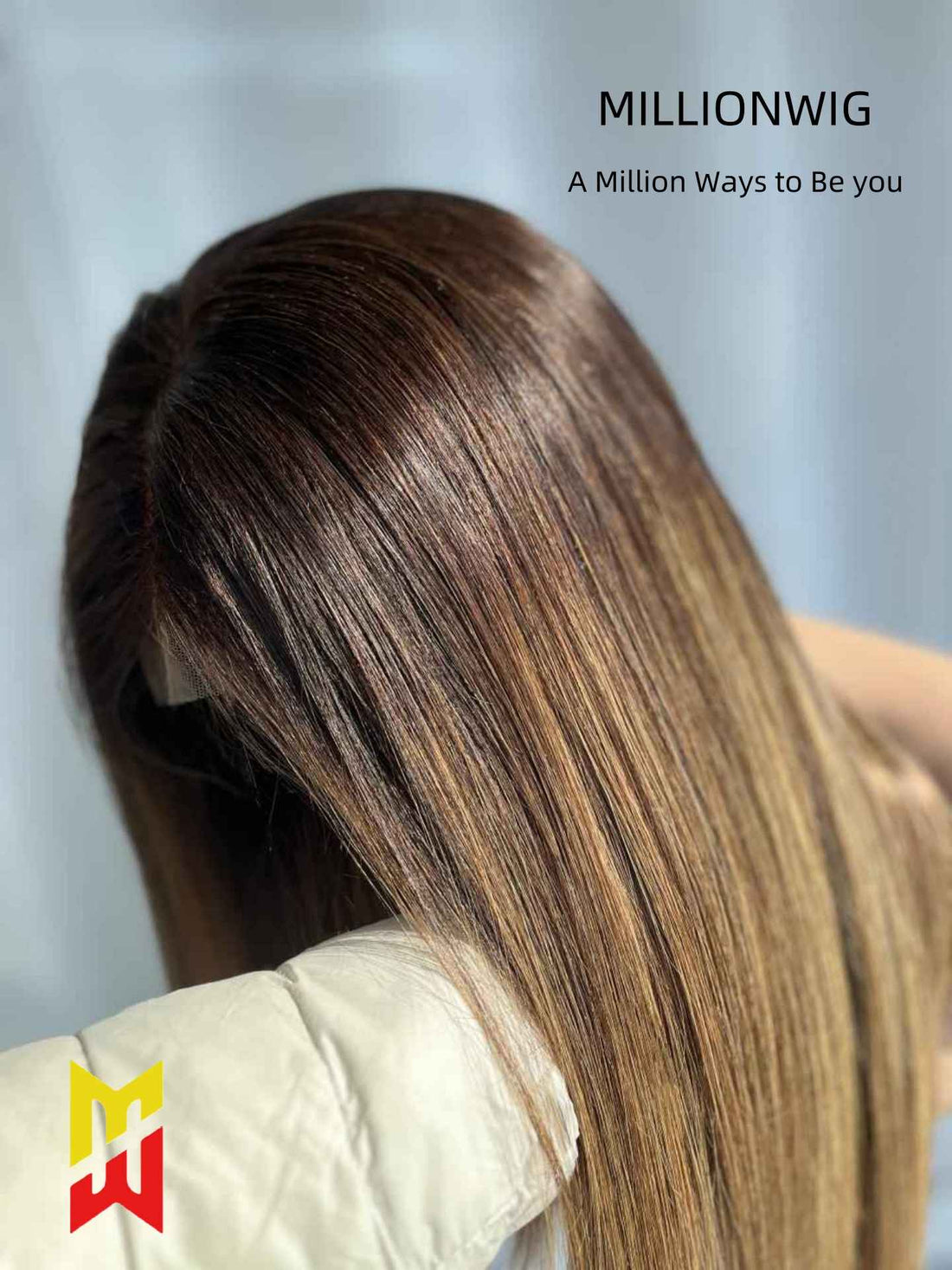 Indian human hair wig in sunlight showing hair texture and shine - MillionWig