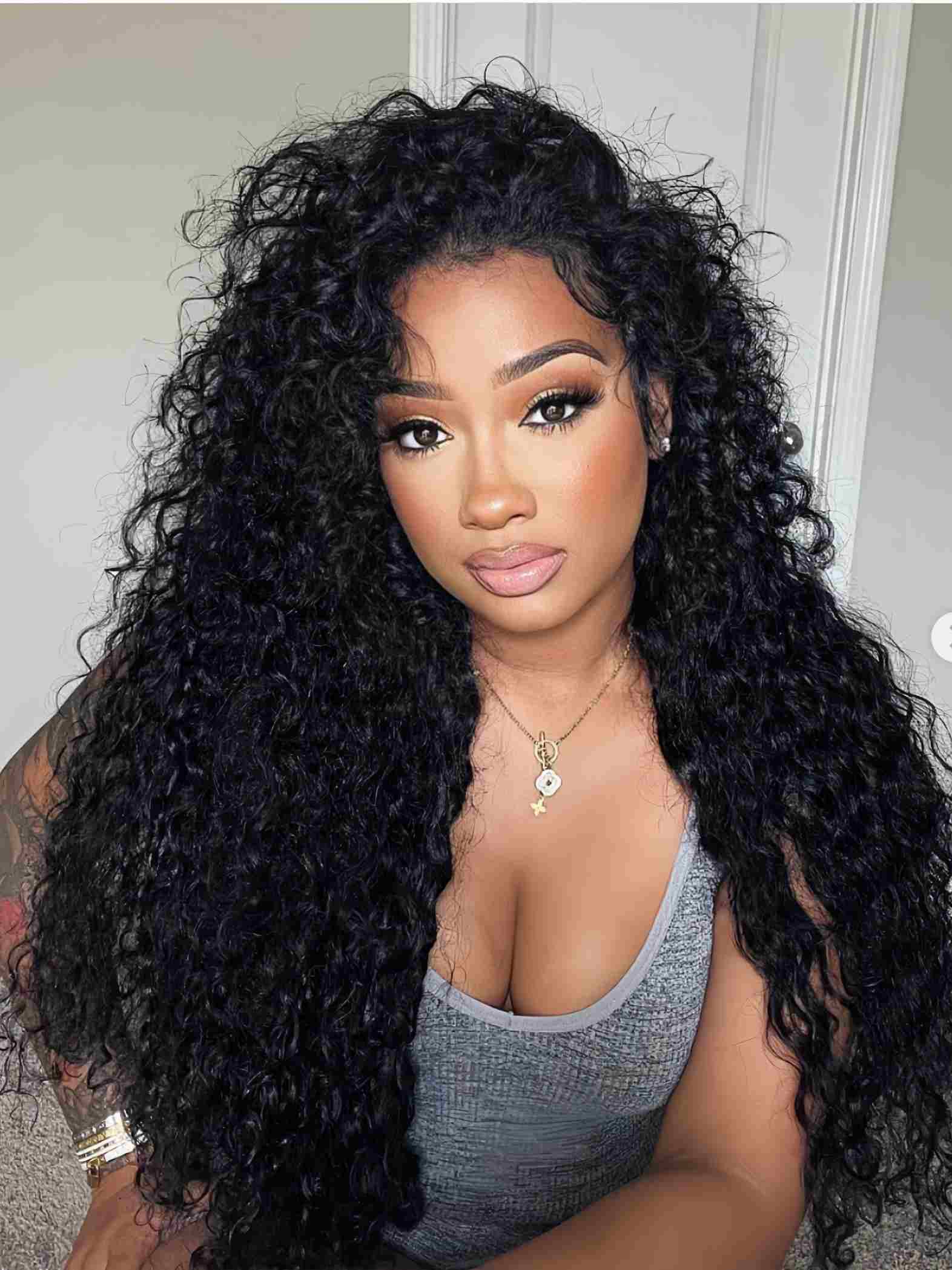 Doris Glueless Black Curly Wig HD Lace Front Bleached Knots