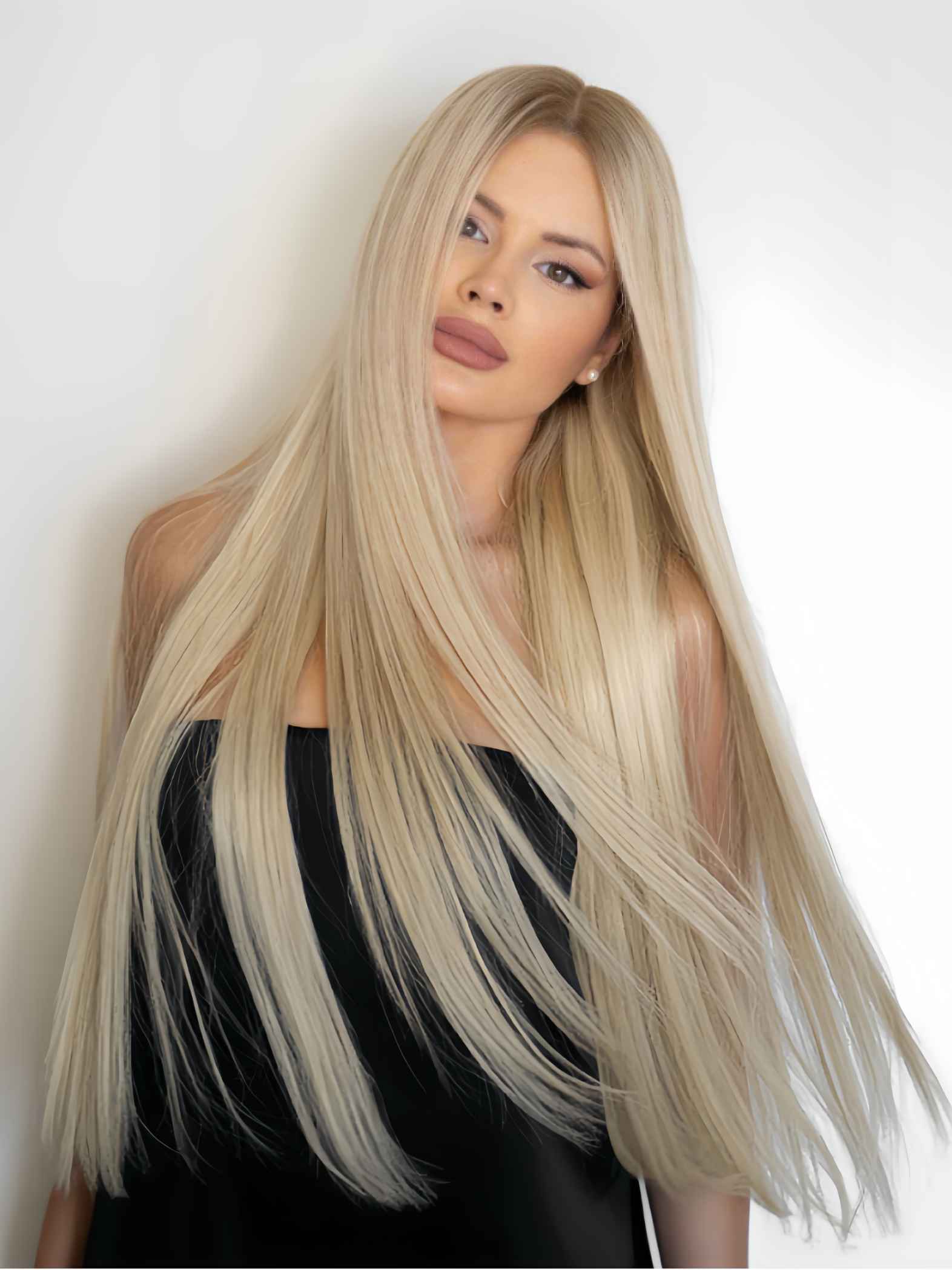 Celeste Silver Grey Straight Wig – 16 to 30 Inch European Hair, Grey Roots to Silver Ombre, 0.1mm HD Lace, Glueless - MillionWig