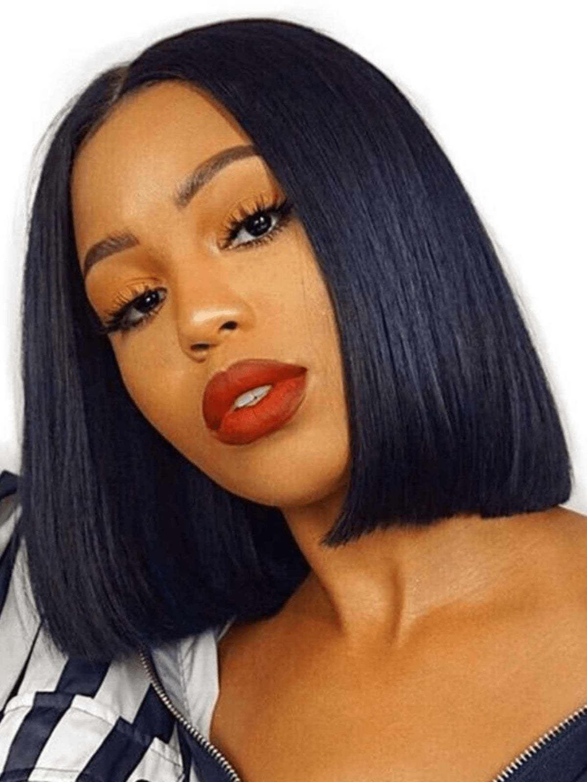 Adah Human Hair Bob Wig – 10” Straight Glueless HD Lace Front, Natural Black