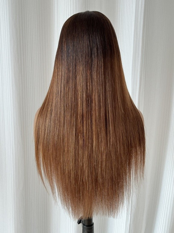 Luna Ombre Brown Wig Straight Human Hair HD Lace Wig