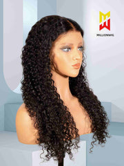 Doris Glueless Black Curly Wig HD Lace Front Bleached Knots