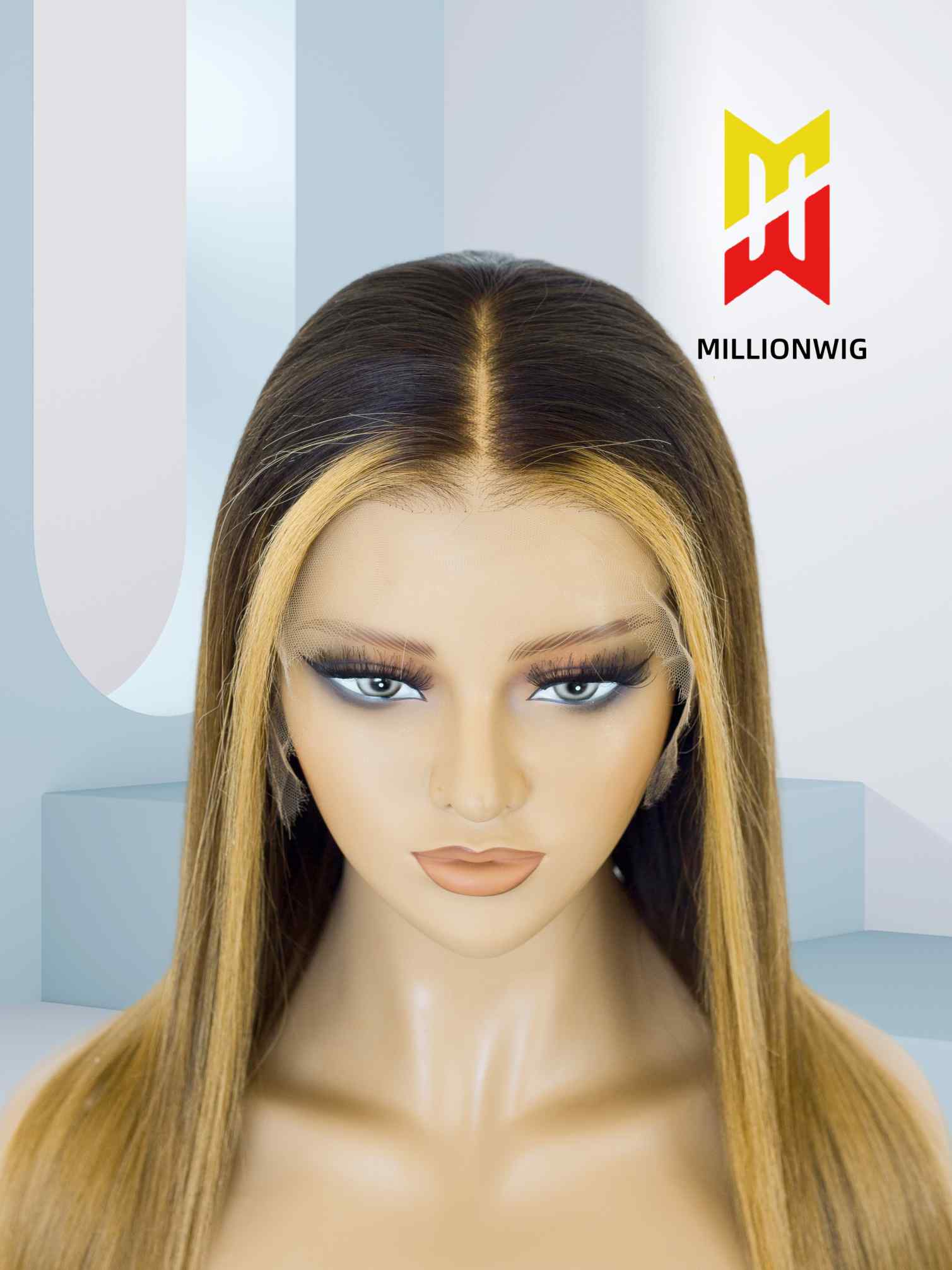 Poppy Straight Real Human Hair Wig HD Lace Ombre Brown