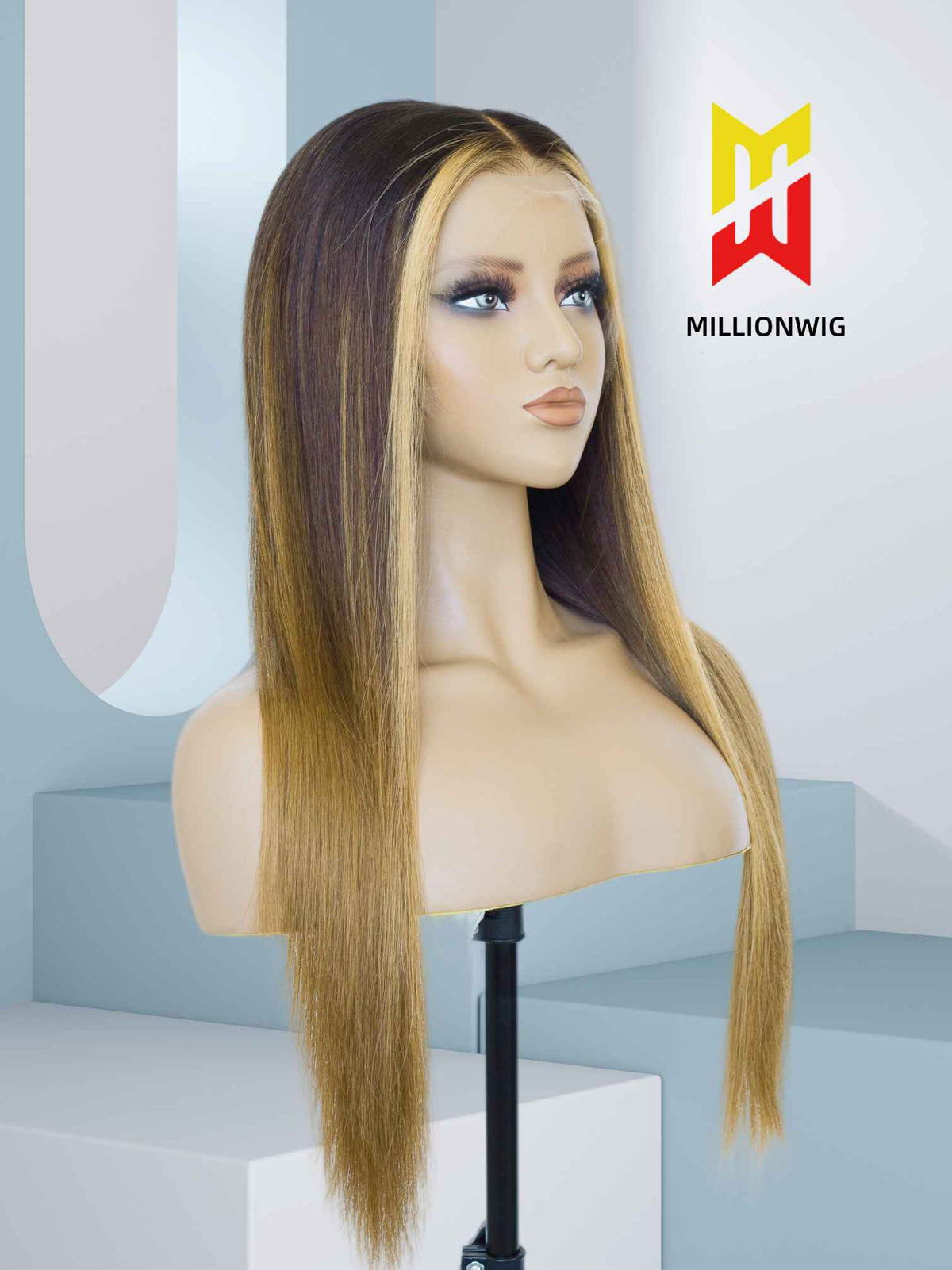 Poppy Straight Real Human Hair Wig HD Lace Ombre Brown