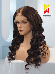 Daphne Reddish Brown Wig Natural Wave Human Hair HD Lace Wig Bleached Knots