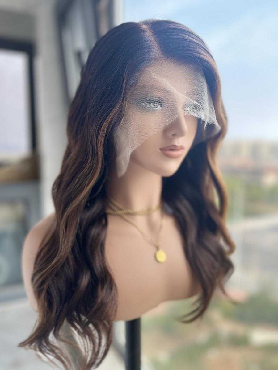 Angie Brown Highlight Human Hair Wig – HD Lace Glueless Loose Waves | Natural Look - MillionWig