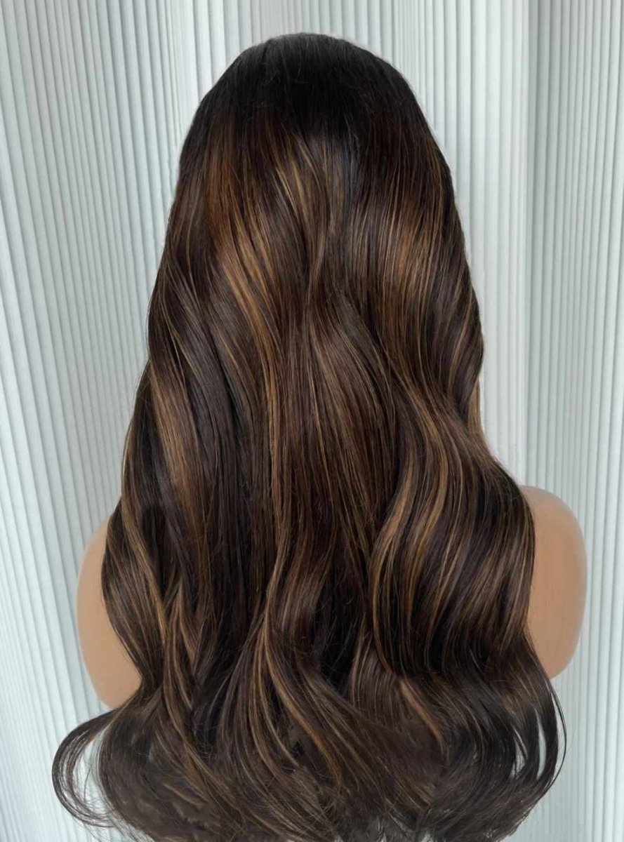 Angie Brown Highlight Human Hair Wig – HD Lace Glueless Loose Waves | Natural Look - MillionWig