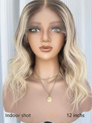 Aurora Blonde Bob Wavy Wig 12 Inch – Glueless HD Lace Brazilian Virgin Human Hair Wig - MillionWig