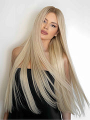 Celeste Silver Grey Straight Human Hair Wig – Grey to Silver Ombre Glueless HD Lace Wig - MillionWig