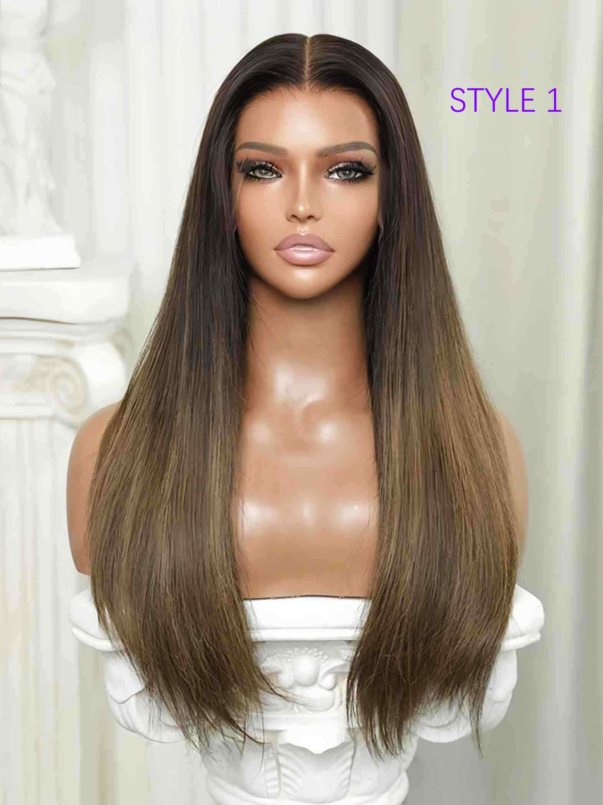 Tiffany Ombre Brown Wig Straight Human Hair HD Lace Wig