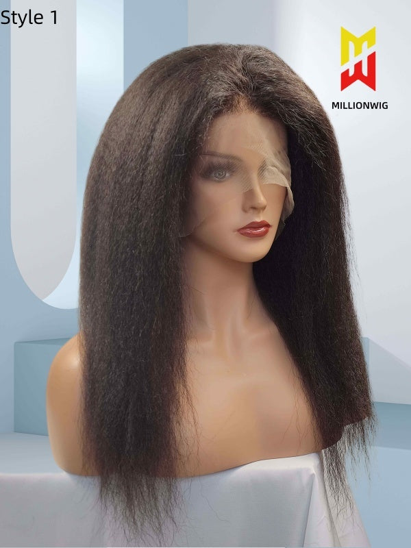 Donna Human Hair Kinky Straight Wig 13X6 HD Lace Front Plucked Hairline