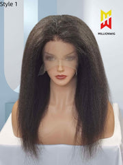 Donna Human Hair Kinky Straight Wig 13X6 HD Lace Front Plucked Hairline