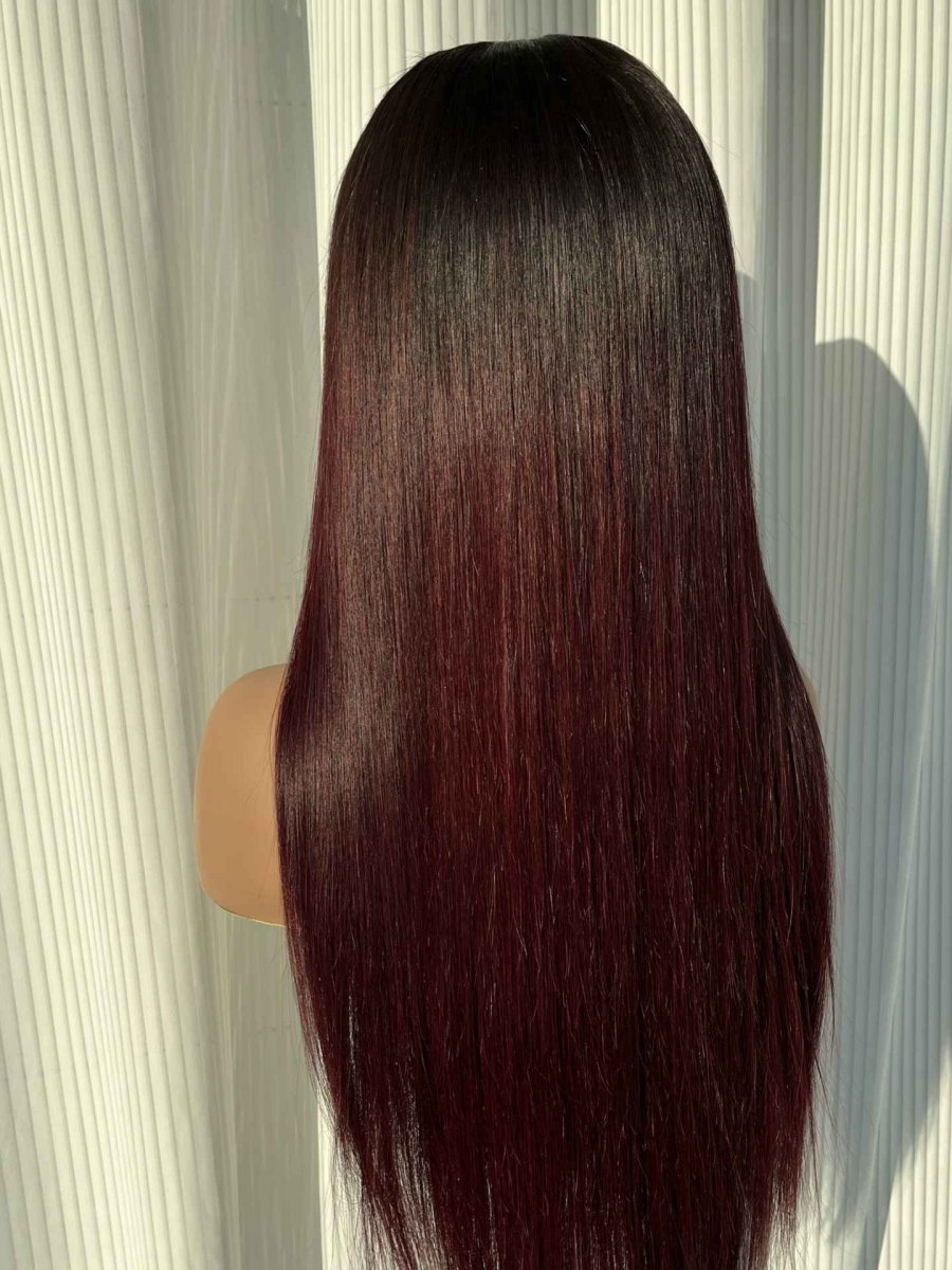 Ruby Rose Red Ombre Glueless HD Lace Human Hair Wig – Straight Indian Virgin Hair Wig - MillionWig