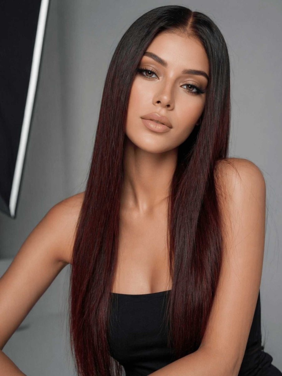 Ruby Rose Red Ombre Glueless HD Lace Human Hair Wig – Straight Indian Virgin Hair Wig - MillionWig