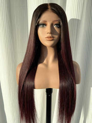 Ruby Rose Red Ombre Glueless HD Lace Human Hair Wig – Straight Indian Virgin Hair Wig - MillionWig