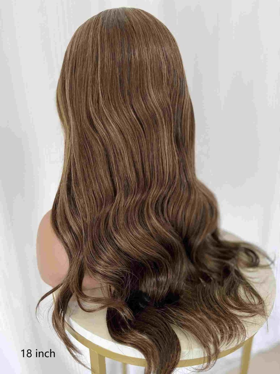 Savannah Wavy HD Lace Human Hair Wig | Honey Brown with Golden Highlights - MillionWig