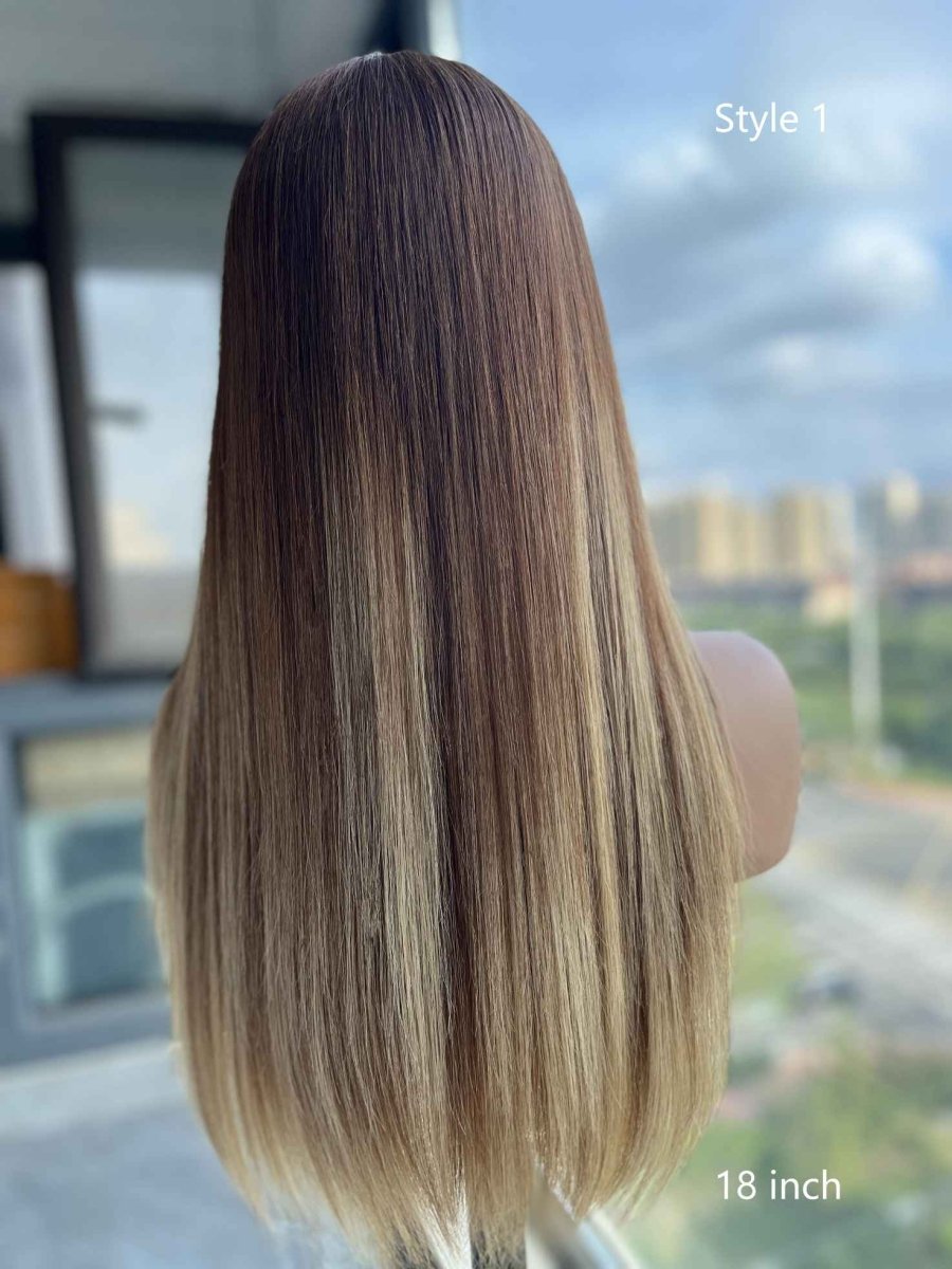 Selena Chocolate Brown to Dark Blonde Highlight Wig – Glueless HD Lace Human Hair Wig - MillionWig