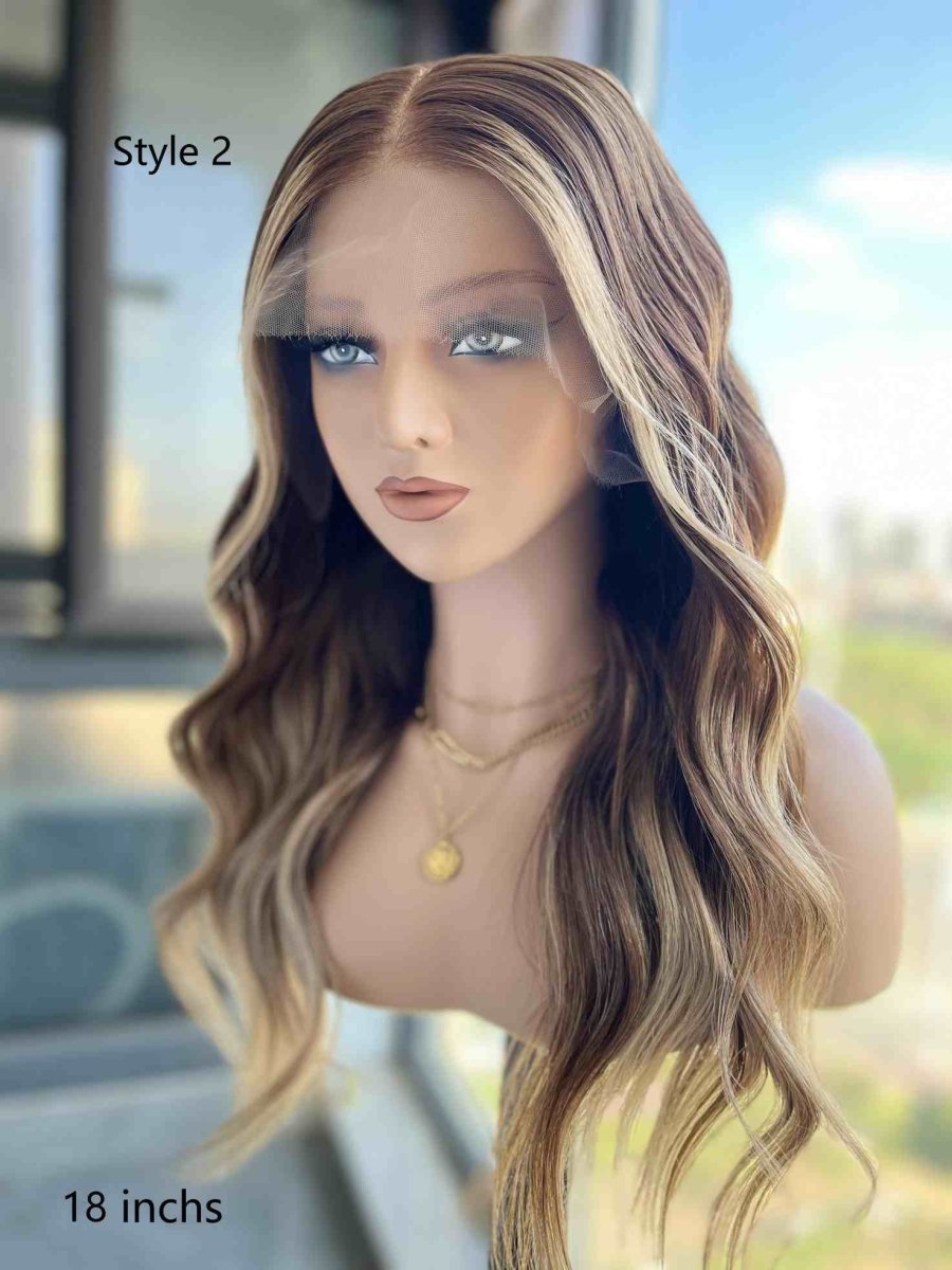 Selena Chocolate Brown to Dark Blonde Highlight Wig – Glueless HD Lace Human Hair Wig - MillionWig
