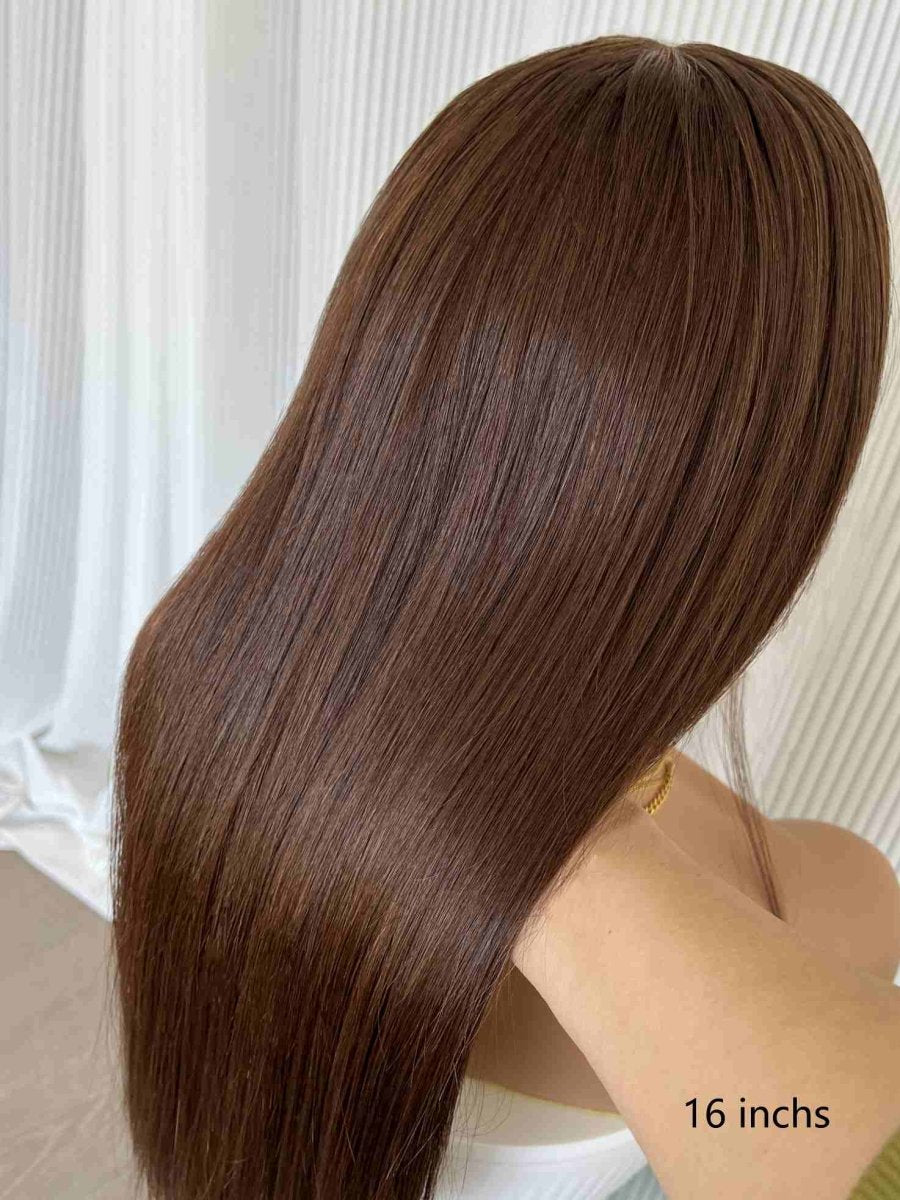 Sophia Straight Brown Human Hair Wig – Glueless HD Lace Indian Virgin Hair Wig 4 Color - MillionWig