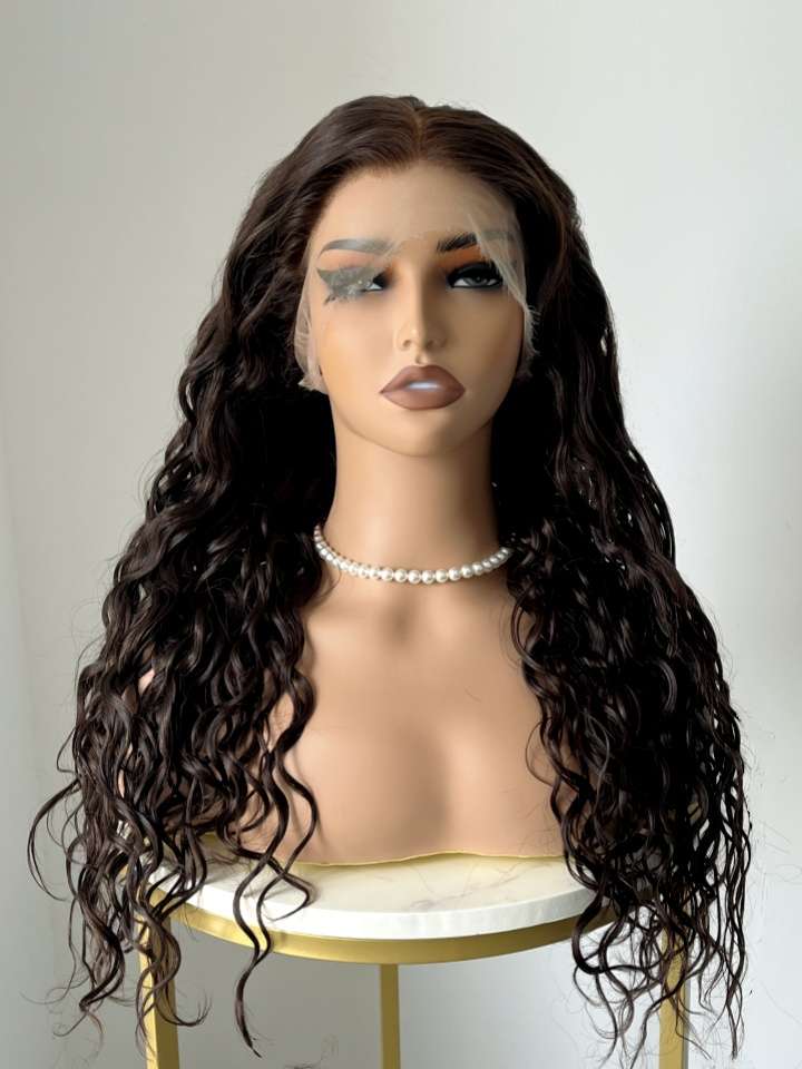 Sunshine Natural Black Wavy Human Hair Wig – Glueless HD Lace Indian Virgin Hair Wig - MillionWig