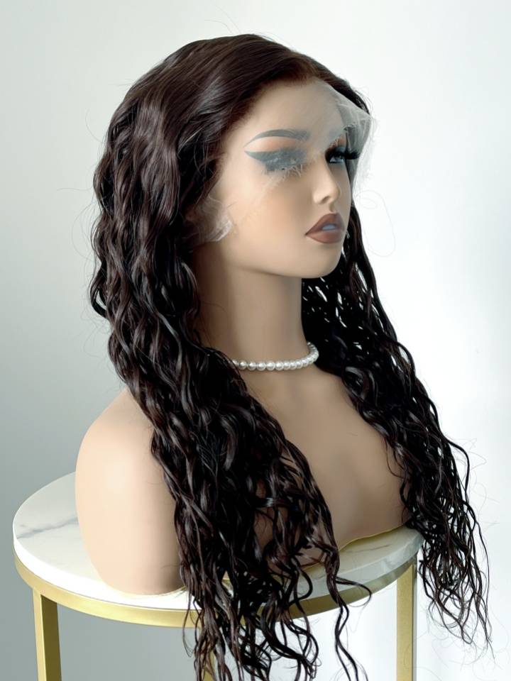 Sunshine Natural Black Wavy Human Hair Wig – Glueless HD Lace Indian Virgin Hair Wig - MillionWig